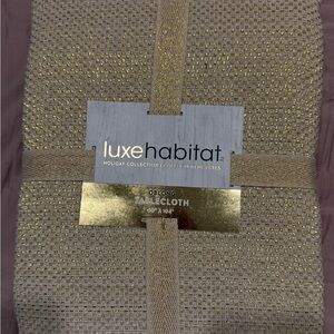 Luxe Habitat Gold and Cream Oblong Tablecloth 60x104